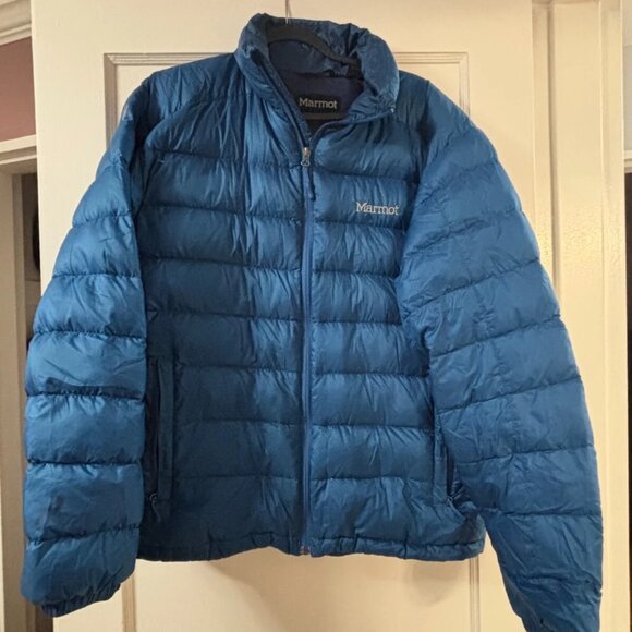 Marmot Men's Down Large Jacket Blue Color - Picture 1 of 7